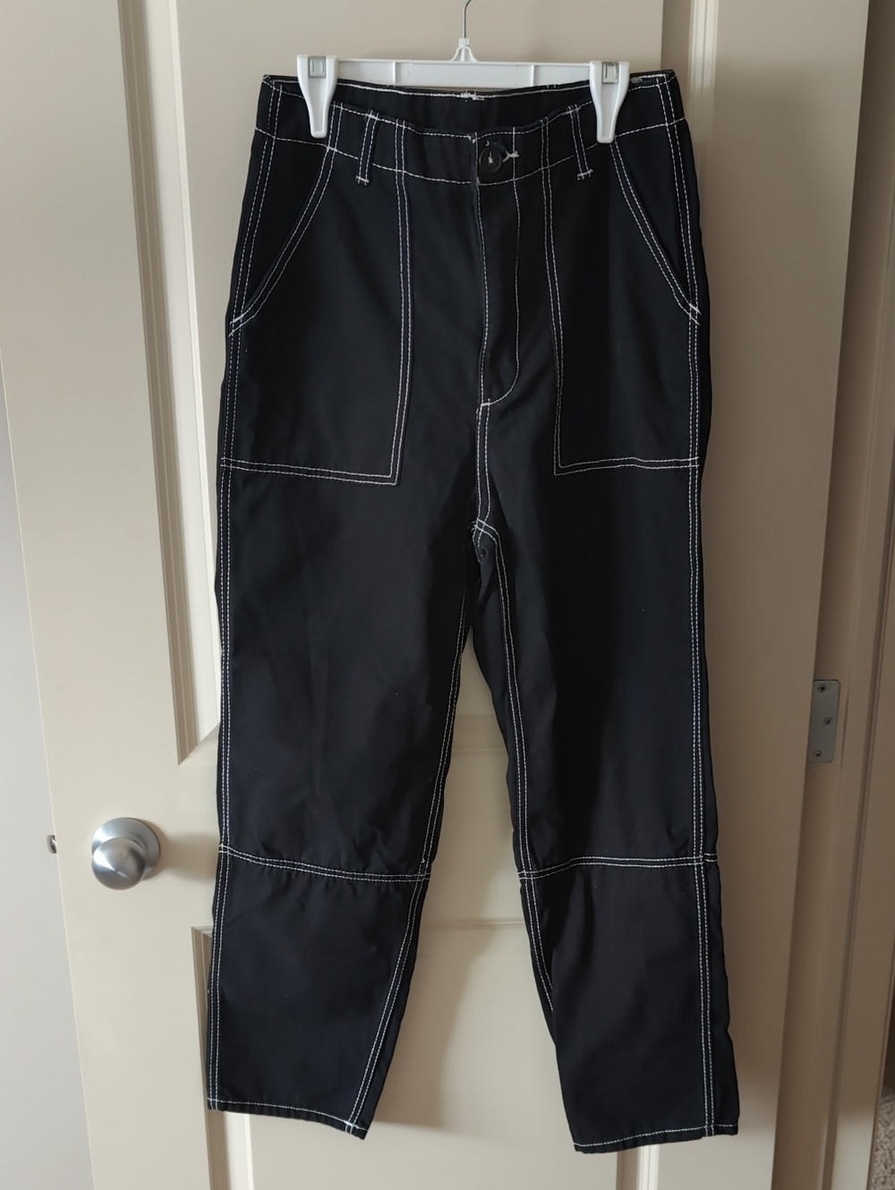 H&M Black Contrast-Stitch Work Pants